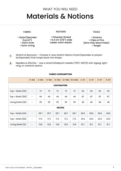 Coconut Swim Set Sewing Pattern (Top + Briefs)