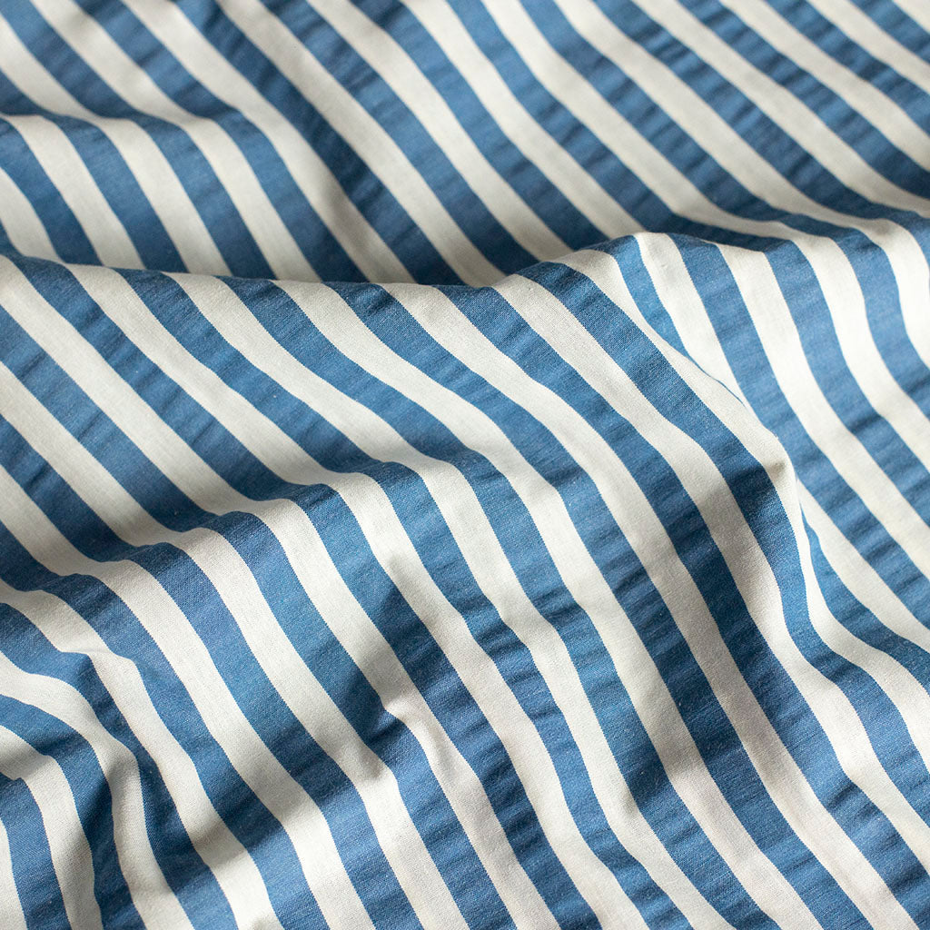 Seersucker Tom Off-White / Denim Blue