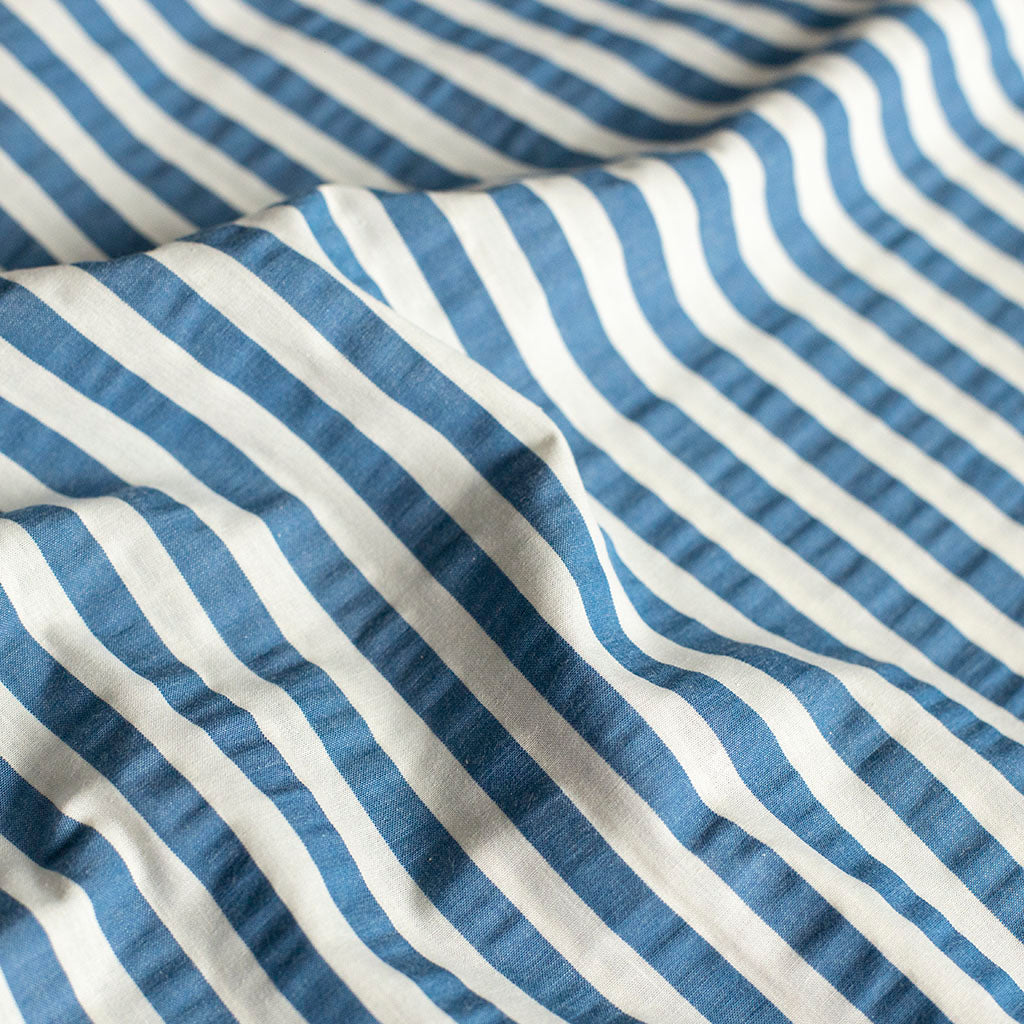 Seersucker Tom Off-White / Denim Blue