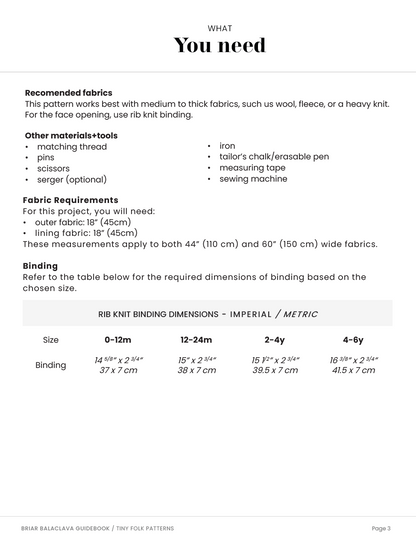 Briar Balaclava Sewing Pattern