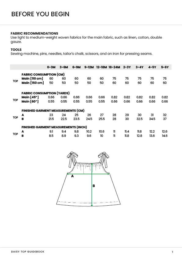 Daisy Top Sewing Pattern – Tiny Folk Patterns