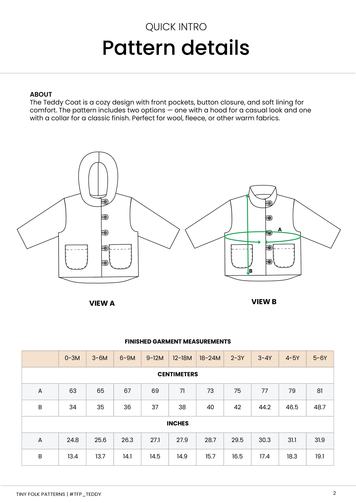 Teddy Coat Sewing Pattern