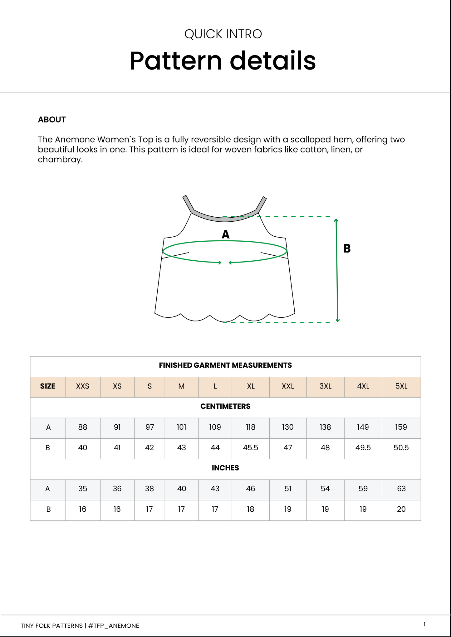 Anemone Women's Top Sewing Pattern